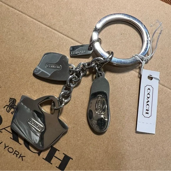 NWT Coach Fashion Icon Bag Charm Keychain Hat Shoe Tote Gift Set F65743 Silver - Picture 2 of 2